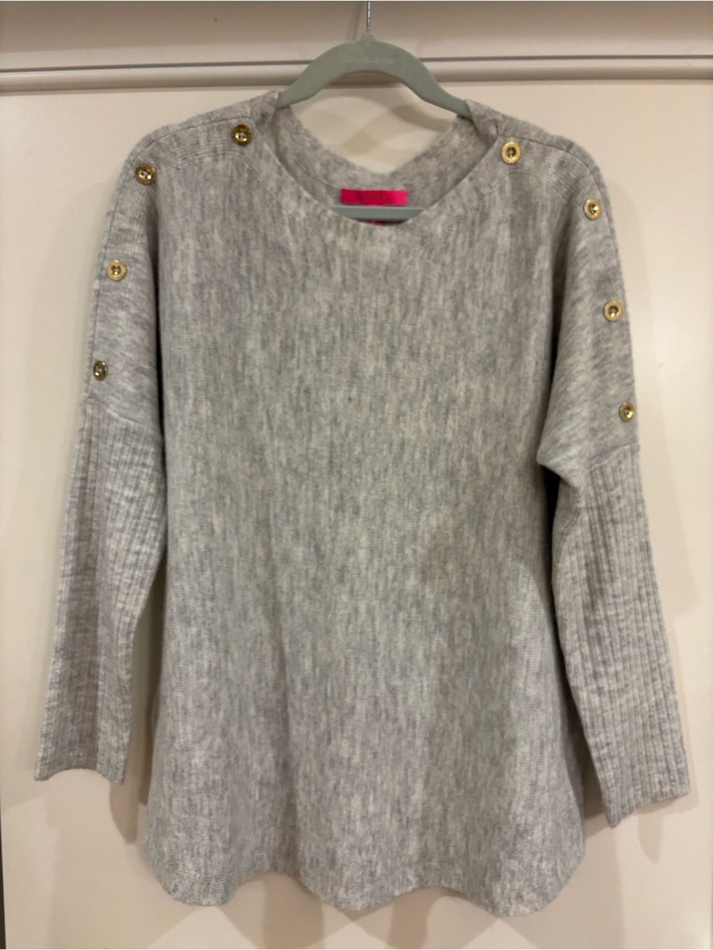 Lilly Pulitzer Arna Boat-Neck Pullover Sweater Heathered Seaside Grey XL Like Ne